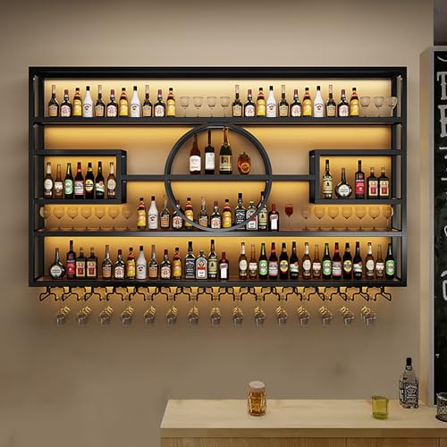 Modernes Weinregal zur Wandmontage, mit Glashalter, schwebende Wandregale, Likörflaschen-Ausstellungsregal, Wandregal, Stielglas-Regal, Metall-Weinaufbewahrungsregale für Küche, Esszimmer (schwarz Modernes Weinregal zur Wandmontage, mit Glashalter, schwebende Wandregale, Likörflaschen-Ausstellungsregal, Wandregal, Stielglas-Regal, Metall-Weinaufbewahrungsregale für Küche, Esszimmer (schwarz von Generisch