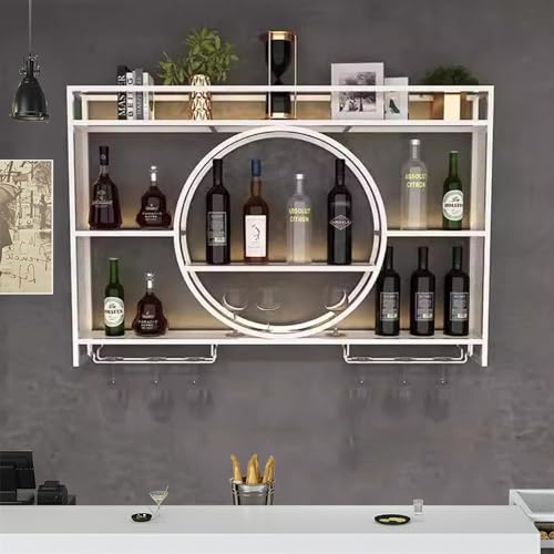 Modernes Weinregal zur Wandmontage mit Glashalter, Barregal mit LED-Beleuchtung, schwebende Wandregale mit Stielgläsern, Likörflaschen-Ausstellungsregal, Wandregal für Zuhause, Küche, Wohnzimmer (B Modernes Weinregal zur Wandmontage mit Glashalter, Barregal mit LED-Beleuchtung, schwebende Wandregale mit Stielgläsern, Likörflaschen-Ausstellungsregal, Wandregal für Zuhause, Küche, Wohnzimmer (B von Generisch