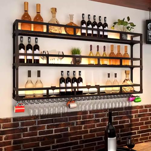 Modernes Weinregal zur Wandmontage mit LED-Licht mit Weinglashalter, Bar-Einheit, schwebende Regale mit Weinglashalter, Küchenaufbewahrung, Barregale für Küche, Esszimmer, Bar, Dekoration Modernes Weinregal zur Wandmontage mit LED-Licht mit Weinglashalter, Bar-Einheit, schwebende Regale mit Weinglashalter, Küchenaufbewahrung, Barregale für Küche, Esszimmer, Bar, Dekoration von Generisch