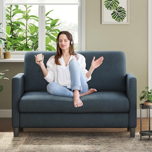Modernes Zweisitzer-Sofa, bequeme Teddy-Stoffcouch, werkzeuglose Einrichtung, Allholz kleiner Liebessitz für Wohnzimmer oder Schlafzimmer, Mini-Sofa in einer Box, Khaki von Generisch
