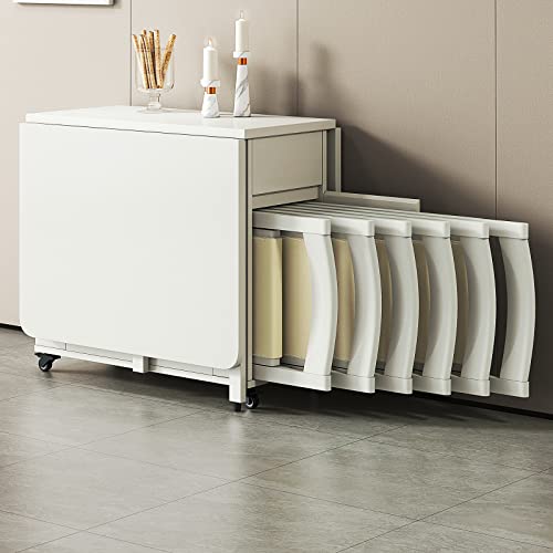 Modernes ausziehbares Esstisch-Set mit 6 Stühlen und Aufbewahrungsschublade, platzsparender Klapp-Küchentisch für Zuhause, Wohnzimmer oder Restaurant. Modernes ausziehbares Esstisch-Set mit 6 Stühlen und Aufbewahrungsschublade, platzsparender Klapp-Küchentisch für Zuhause, Wohnzimmer oder Restaurant. von Generisch