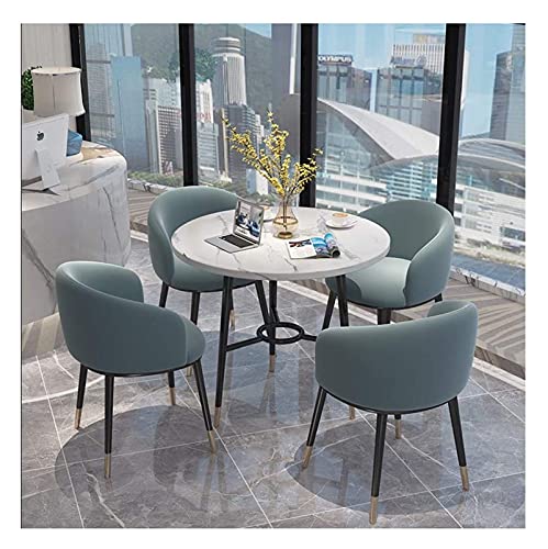 Modernes blaues Konferenztisch-Set – 80 cm Durchmesser Freizeittisch mit Stühlen für Büroempfang, kleinen Besprechungsraum und Loungebereich – stilvolle Verhandlungsmöbel von Generisch