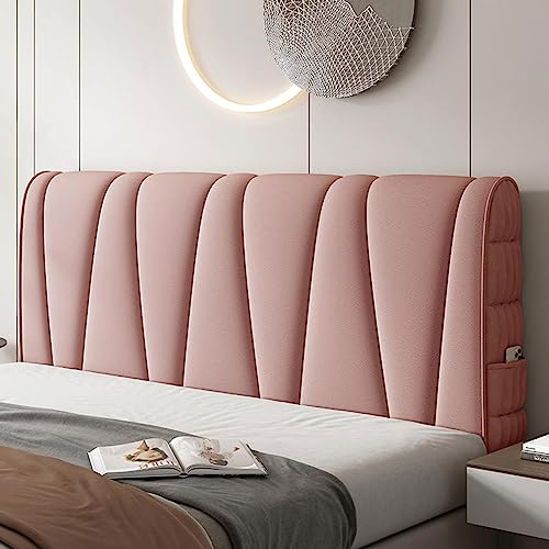Modernes gepolstertes Kopfteil aus staubabweisendem Tech-Stoff & Leder/Holz für King- und Doppelbetten – Rosa – 160 cm – stilvoll, langlebig, leicht zu reinigen von Generisch
