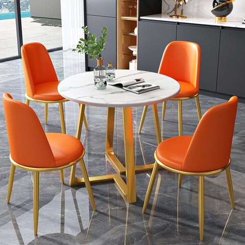 Modernes kleines Konferenztisch-Set mit Business-Esszimmerstühlen, Einkaufszentrum, Korridor, Schlafzimmermöbel, 1 Tisch und 4 Stühlen (Orange) von Generisch