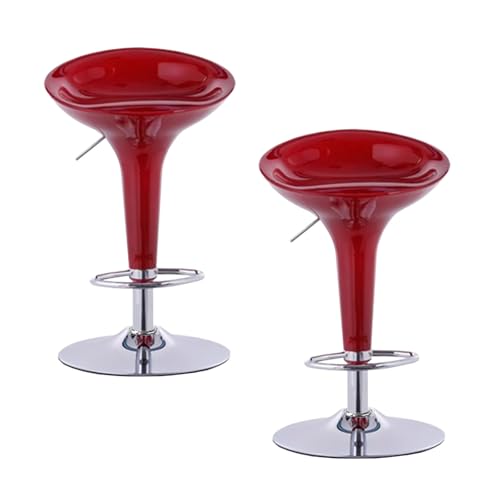 Modernes künstlerisches Set mit 2 verstellbaren Barhockern, Drehstühle für Küche, Insel, Restaurant und Empfang, dunkelrotes Harz-Design, stilvoll und funktional von Generisch