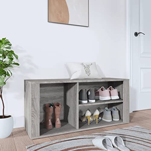 Modernes offenes Design, Schuhregal, einfach zu montieren, perfekt für Schlafzimmer, Badezimmer, Flur & kleine Räume, 100 x 35 x 45 cm (Graue Eiche), stilvolle Aufbewahrungslösung von Generisch