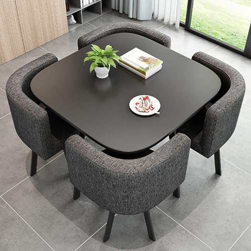 Modernes quadratisches Esstisch-Set mit 4 Stühlen, Küchen- und Konferenztisch-Kombination, Holz-Bartisch-Set für 4 platzsparende Möbel Modernes quadratisches Esstisch-Set mit 4 Stühlen, Küchen- und Konferenztisch-Kombination, Holz-Bartisch-Set für 4 platzsparende Möbel von Generisch
