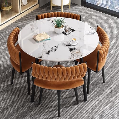 Modernes rundes Esstisch-Set für 4–5 Personen, minimalistischer Couchtisch und Stühle für Wohnzimmer, Büro, Küche, stilvolle Esszimmermöbel für moderne Räume von Generisch