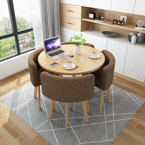 Modernes rundes Esstisch-Set für 4 stilvolle Konferenztische und Stuhlkombination für Büro, Lounge, Esszimmer und Küche, elegante Möbel für Unterhaltung und Mahlzeiten von Generisch
