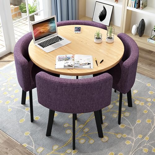 Modernes rundes Esstisch-Set mit 4 Stühlen, ideal für Wohnzimmer, Esszimmer oder Konferenzraum, Empfangsbereich von Generisch