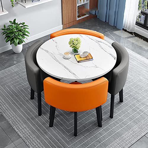 Modernes rundes Esstisch-Set mit 4 Stühlen, platzsparende Küchenmöbel für Zuhause & Büro, 80 x 80 x 75 cm, stilvolle Polsterstühle, perfekt für Esszimmer & Empfang Modernes rundes Esstisch-Set mit 4 Stühlen, platzsparende Küchenmöbel für Zuhause & Büro, 80 x 80 x 75 cm, stilvolle Polsterstühle, perfekt für Esszimmer & Empfang von Generisch