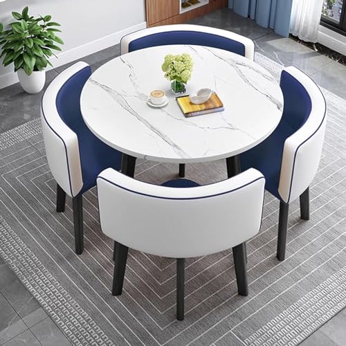 Modernes rundes Esstisch-Set mit 4 Stühlen für Küche, Frühstück, Wohnzimmer, Büro, Empfangsraum, Clubtisch inklusive von Generisch