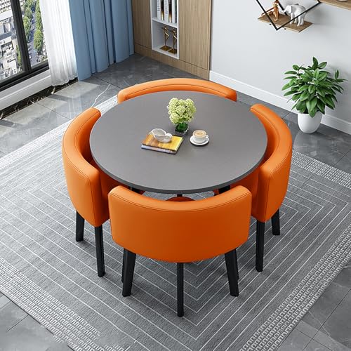 Modernes rundes Esstisch-Set mit 4 platzsparenden Stühlen, perfekt für Küche, Esszimmer und Büro, stilvoller Konferenztisch für kleine Räume Modernes rundes Esstisch-Set mit 4 platzsparenden Stühlen, perfekt für Küche, Esszimmer und Büro, stilvoller Konferenztisch für kleine Räume von Generisch