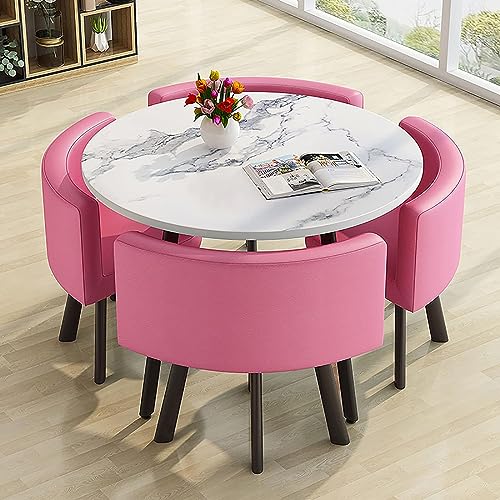 Modernes rundes Esstisch-Set mit Stühlen, platzsparende Möbel für Zimmer, Wohnzimmer, Konferenzen, stilvoller und funktionaler Stuhl für jeden Raum. (2) von Generisch