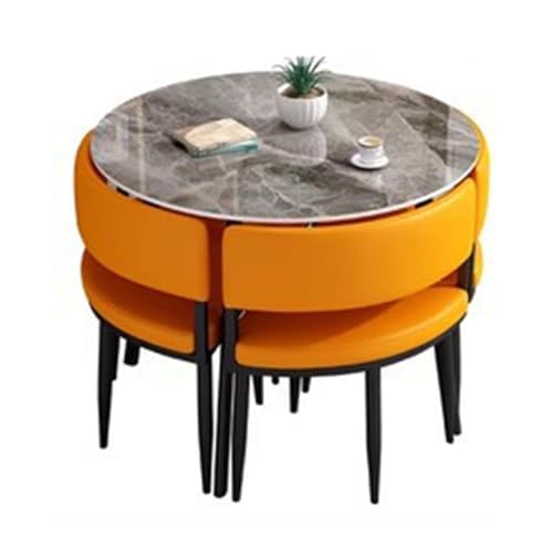 Modernes rundes Esstisch-Set mit gepolsterten Stühlen - platzsparende Lösung für kleine Küchen oder Esszimmer Modernes rundes Esstisch-Set mit gepolsterten Stühlen - platzsparende Lösung für kleine Küchen oder Esszimmer von Generisch