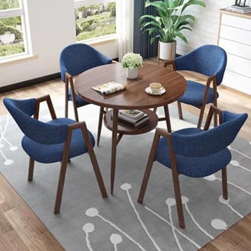 Modernes rundes Esstisch-Set mit gepolsterten Stühlen und doppelstöckigem Couchtisch, einfache Montage für Esszimmer Modernes rundes Esstisch-Set mit gepolsterten Stühlen und doppelstöckigem Couchtisch, einfache Montage für Esszimmer von Generisch