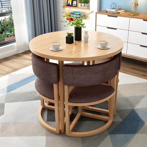 Modernes rundes Esstisch-Set mit platzsparenden Stühlen, kompakter niedriger Esstisch für kleine Räume, perfekt für Wohnzimmer, Küche, Konferenzraum, A32, A20 Modernes rundes Esstisch-Set mit platzsparenden Stühlen, kompakter niedriger Esstisch für kleine Räume, perfekt für Wohnzimmer, Küche, Konferenzraum, A32, A20 von Generisch