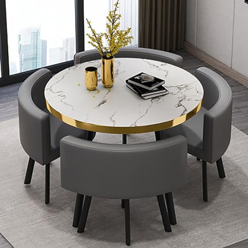 Modernes rundes Küchen-Esstisch-Set mit Stühlen, 80 x 75 cm, für Frühstück, Abendessen und Bar, stilvolle Konferenzmöbel für Zuhause und Büro Modernes rundes Küchen-Esstisch-Set mit Stühlen, 80 x 75 cm, für Frühstück, Abendessen und Bar, stilvolle Konferenzmöbel für Zuhause und Büro von Generisch