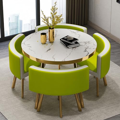 Modernes rundes Küchen-Esstisch-Set mit Stühlen, stilvolle Frühstücks- & Dinner-Bar-Möbel für Haus, Garten oder Restaurant, 80 x 75 cm (B x H) von Generisch