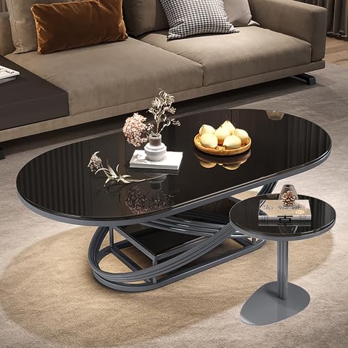Modernes rundes Nesting Couchtisch Set für Wohnzimmer, inklusive Stauraum, stabiles Metallgestell mit gehärtetem Glas, minimalistisches Design für Esszimmer Modernes rundes Nesting Couchtisch Set für Wohnzimmer, inklusive Stauraum, stabiles Metallgestell mit gehärtetem Glas, minimalistisches Design für Esszimmer von Generisch