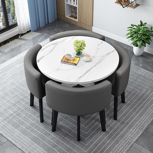 Modernes rundes und quadratisches Esstisch-Set mit 4 stilvollen Stühlen – vielseitige Holz-Küchen- und Wohnzimmermöbel, perfekt für Esszimmer, Empfang oder Konferenzen Modernes rundes und quadratisches Esstisch-Set mit 4 stilvollen Stühlen – vielseitige Holz-Küchen- und Wohnzimmermöbel, perfekt für Esszimmer, Empfang oder Konferenzen von Generisch