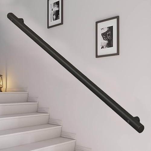 Modernes schwarzes Rundrohrgeländer aus Edelstahl für Innen- und Außentreppen, verstellbare Länge 30–600 cm, sichere Lösung Modernes schwarzes Rundrohrgeländer aus Edelstahl für Innen- und Außentreppen, verstellbare Länge 30–600 cm, sichere Lösung von Generisch