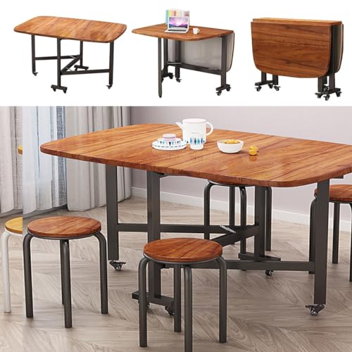 Modernes zusammenklappbares Esstisch-Set aus Holz für kleine Räume, ausziehbarer Küchentisch mit 4 Stühlen, keine Montage erforderlich, kompaktes Design, 99,1 x 61 x 76,2 cm Modernes zusammenklappbares Esstisch-Set aus Holz für kleine Räume, ausziehbarer Küchentisch mit 4 Stühlen, keine Montage erforderlich, kompaktes Design, 99,1 x 61 x 76,2 cm von Generisch