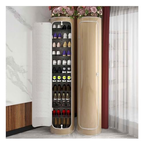 Modernes zylindrisches Schuhregal mit 7 Ebenen, multifunktional, drehbar, Metall, Schuhaufbewahrung für Schrank, Eingangsbereich und Schlafzimmer, stilvoller vertikaler runder Schuhschrank Modernes zylindrisches Schuhregal mit 7 Ebenen, multifunktional, drehbar, Metall, Schuhaufbewahrung für Schrank, Eingangsbereich und Schlafzimmer, stilvoller vertikaler runder Schuhschrank von Generisch