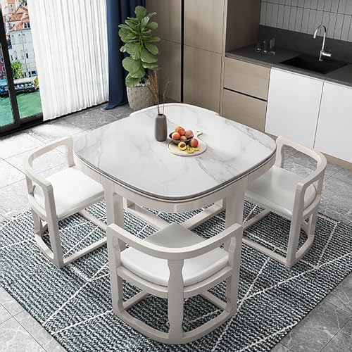 Moderno Business Tisch und Stuhl Set, Stilvolle Couchtisch und Stuhl Combo für Büro, Hotel, Balkon, Bar, Bekleidungsgeschäft - Elegantes weißes Design von Generisch