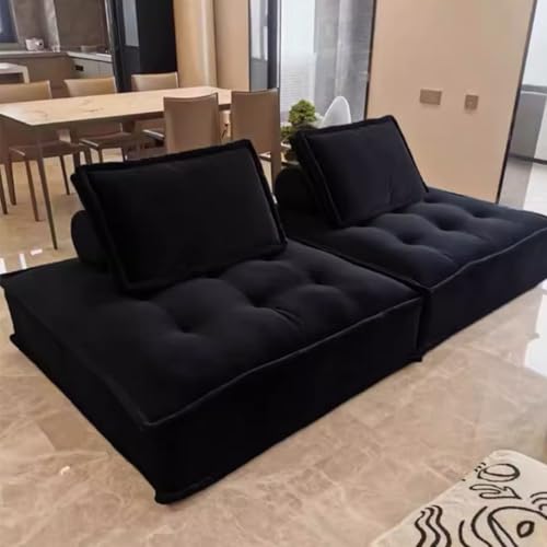 Modularer Armlehnenloser gepolsterter Akzentstuhl – umwandelbarer Klappstuhl, faltbare Matratze, Sofa mit Kissen für Wohnzimmer & Wohnung, stilvoll, schwarz, 82 x 82 x 34 cm von Generisch