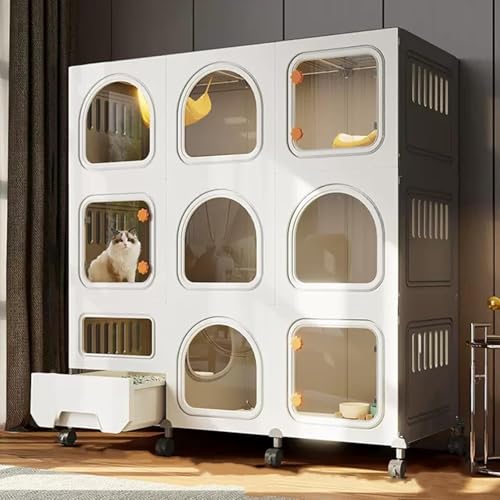 Modulares Katzenklo für den Innenbereich mit Katzenklo Platz, Mobile Haustiervilla mit abnehmbarer DIY-Kiste für einfache Reinigung und Platzersparnis von Generisch