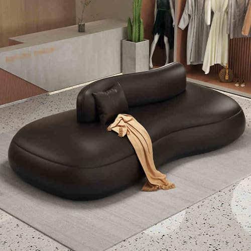 Modulares Sektionalsofa – luxuriöses geschwungenes Design, kratzfeste, bequeme weiße Ledercouch für Wohnzimmer oder Büro von Generisch