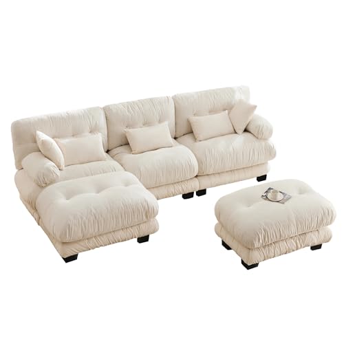 Modulares Sofa, Ecksofa, Extra große Sitzfläche, Samtstoff und ergonomisches Design, Großes 5-Sitzer-Wolkensofa, 100% Memory Foam-Polsterung, Stabile Struktur und Bequeme Armlehnen von Generisch