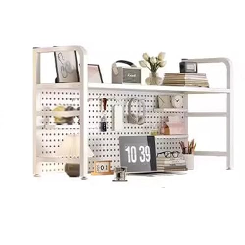 Modulares Stecktafel-Regalsystem, 2-stöckiger Schreibtisch-Organizer im Industriestil mit 20 Haken, platzsparende Lösung für die Organisation zu Hause oder im Büro von Generisch