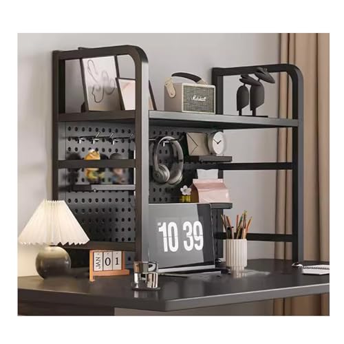 Modulares Stecktafel-Regalsystem, 2-stöckiger Schreibtisch-Organizer im Industriestil mit 20 Haken, platzsparende Lösung für die Organisation zu Hause oder im Büro von Generisch