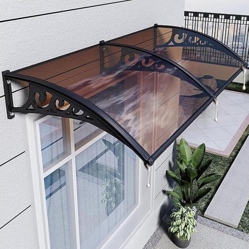 Modulares Türvordach für Terrassen, Terrassen & Eingänge, UV- und Regenschutz, braun, 60 x 360 cm, robuste Aluminiumhalterung, Polycarbonat-Dachmarkise von Generisch