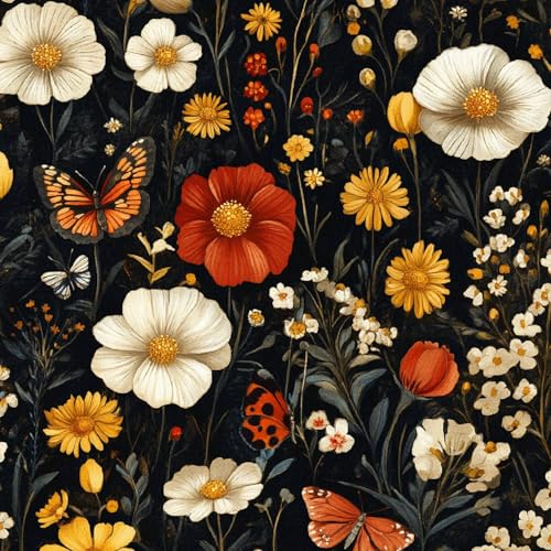 MöBelfolie Selbstklebend 40 X 1000 cm Tapeten Schmetterling Blumen BläTter Wasserdicht Und Schmutzabweisend Leicht zu Installieren Geeignet FüR Badezimmer KüChe Oder Andere Wandtapeten Im Format von Generisch