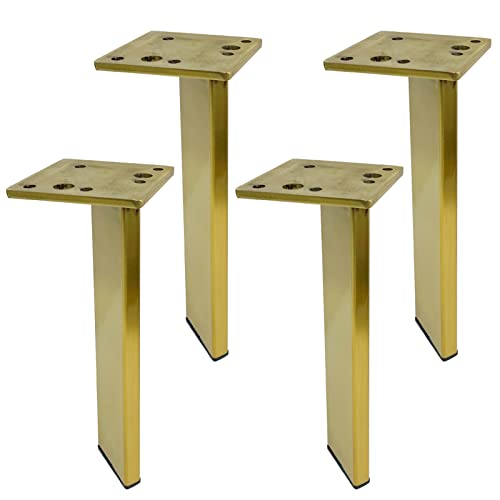 Möbelbeine aus Edelstahl, verstellbare Metall-Tischfüße für TV-Ständer, Sofa, Ottomane, Schrank, DIY-Möbel-Ersatzteile mit Schutzkappen, 4 Stück (99,1 cm, Gold) von Generisch