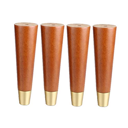 Möbelbeine aus Massivholz, Ersatzfüße für Sofa, Bett, Schrank, Stuhl und Couch, 20 cm, rundes Design mit robuster Messinghülse für verbesserte Stabilität, 4 Stück Möbelbeine aus Massivholz, Ersatzfüße für Sofa, Bett, Schrank, Stuhl und Couch, 20 cm, rundes Design mit robuster Messinghülse für verbesserte Stabilität, 4 Stück von Generisch