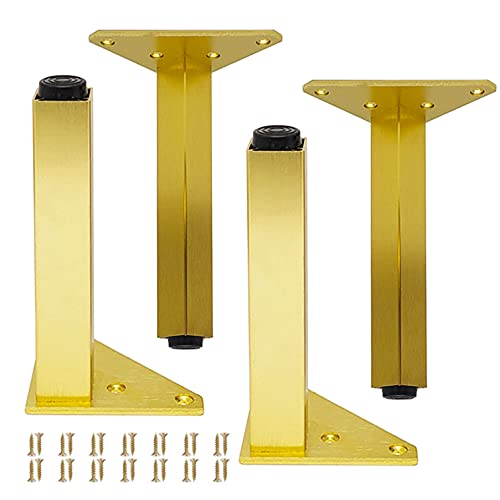 Möbelbeine aus Metall und Aluminium, 4er-Set, quadratische, austauschbare Beine, höhenverstellbare Möbelfüße, Sofafüße, rutschfeste DIY-Tischbeine für Heimschränke, für Fernsehtische, Bänke, Badezimm von Generisch