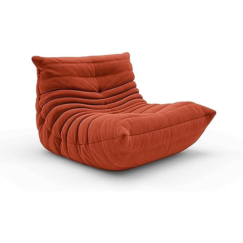 Mohair-Loungesessel, gemütliches Teddy-Sofa, Liebessitz, tragbarer Bodenstuhl (Orange, 75 cm), perfekt für Wohnzimmer und Entspannung von Generisch