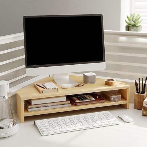 Monitorständer – 2-stöckiges Büro-Organizer mit Stauraum – Eckregal aus Holz für den Schreibtisch – Hebe-Tablet-Halter und Computer-Monitorregal Monitorständer – 2-stöckiges Büro-Organizer mit Stauraum – Eckregal aus Holz für den Schreibtisch – Hebe-Tablet-Halter und Computer-Monitorregal von Generisch