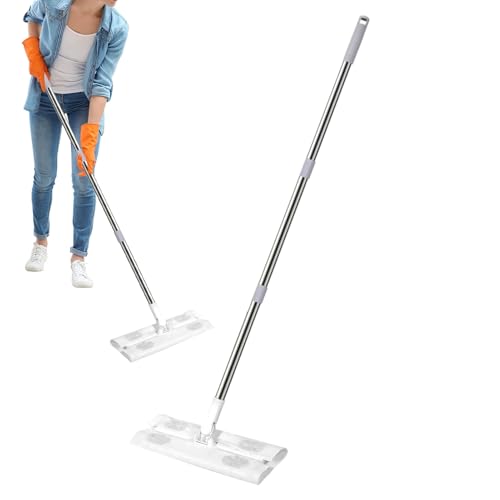 Mops Für Die Bodenreinigung - Breiter Industrieller Mopp Mit 360 ° -Wenling -Kopf - Abnehmbare Staubentfernung Reiniger Peeling - Wiederverwendbare Pads Mikrofaser & Baumwolle, Edelstahlgriff - Für Ho von Generisch