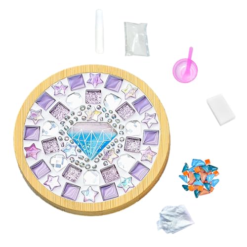 Mosaik-Bastelset, Glasmosaikfliesen | Mosaikfliesen Bastelset mit Holzuntersetzer Glas,Aktivitätsset für Mosaik-Bastel-Untersetzer, handgefertigte Wohndekor-Geschenke, Mosaik-Sets in verschiedenen Far von Generisch