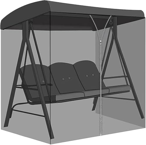 Moskitonetz für Terrassenschaukel für 2 oder 3 Sitze, wasserdichtes Baldachin mit Reißverschlussöffnung, Polyester-Netz, Insektennetz für Hängematten (Größe: 3-Sitzer, 185 x 125 x 205 cm) von Generisch