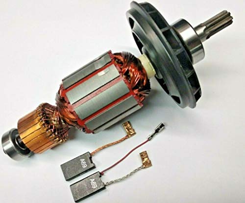 Motor Anker Rotor Läufer + Lager + Kohle Kompatibel/Ersatz für Bosch GBH 5-40 DE,GBH 5-40 DCE,GSH 5E,5 CE,Würth BMH 40-XE,MH 5-XE,Berner BCDH 5,BTI SH5E von Kraftfeld