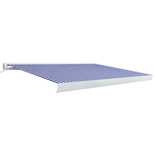 Motorisierte Kassettenmarkise 350 x 250 cm Blau & Weiß – einziehbares Outdoor-Baldachin für Terrasse, Deck, Balkon, UV-Schutz, wasserdicht, einfache Installation von Generisch