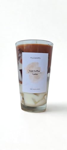 MucizeGifty Iced Coffee Latte Duftkerze – Handgemacht im Glas mit kräftigem Kaffeearoma – 330ml Sojawachs & Gelwachs – Geschenk für Kaffeeliebhaber von Generisch