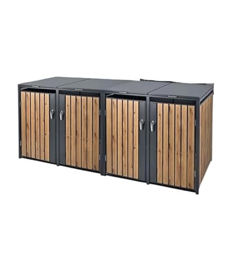 Mülltonnenbox 4er bis 240L 264x80x116,3 cm aus Stahl in Eichenoptik ML-Design von Generisch