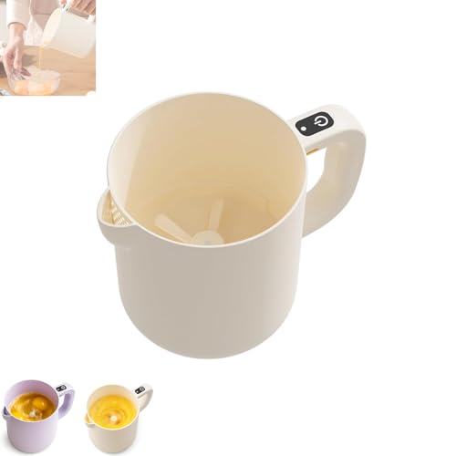 Multi-Function Electric Egg Churn, 2-In-1 Whisk & Filter for Eggs, Toolreken Multifunction Mixer Cup Egg Beater with Filter and USB Charging for Milk Powder, Milk, Whisking and Blending (white) von Generisch